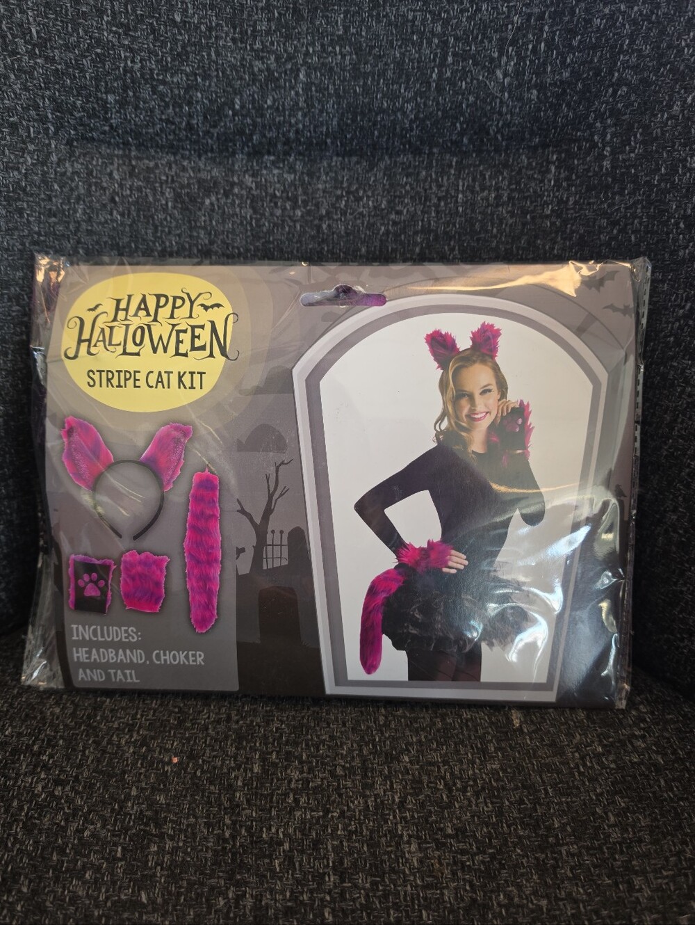 NIP Happy Halloween Stripe Cat Kit Make Your Own Kitty Costume Womens 1 Size